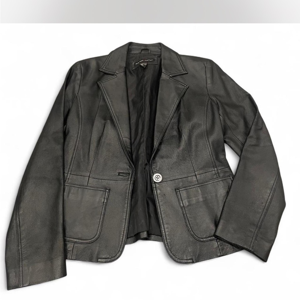 New York & Company Black Leather Blazer